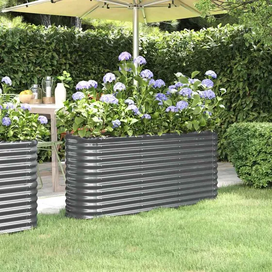 Plantekasse 152x40x68 cm galvaniseret stål - antracit