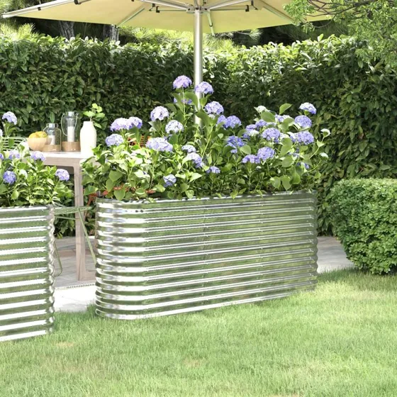 Plantekasse 152x40x68 cm – galvaniseret stål, sølv