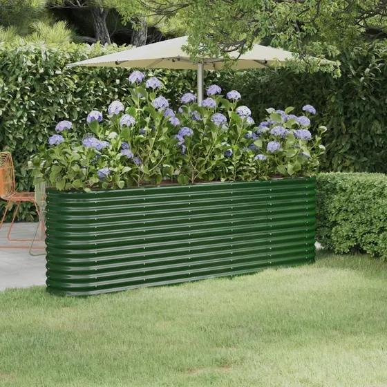 Plantekasse 224x40x68 cm galvaniseret stål - grøn