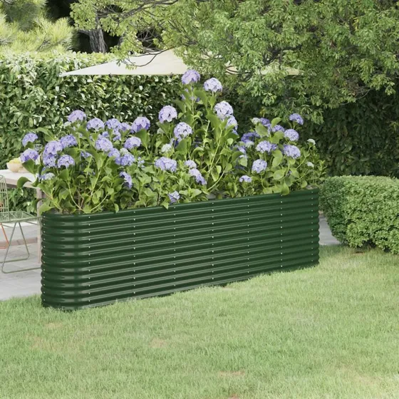 Plantekasse 260x40x68 cm galvaniseret stål – grøn