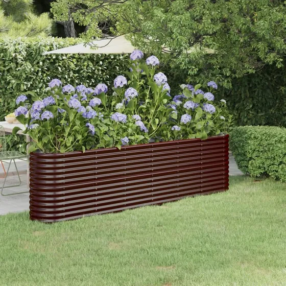 Plantekasse 260x40x68 cm galvaniseret stål - brun
