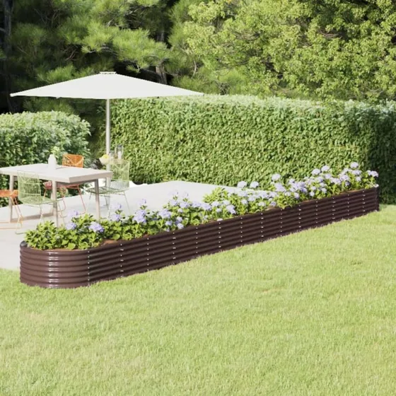 Plantekasse 620×80×36 cm galvaniseret stål, brun