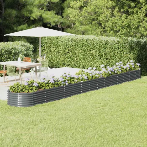 Plantekasse i galvaniseret stål 620x80x36 cm – antracit