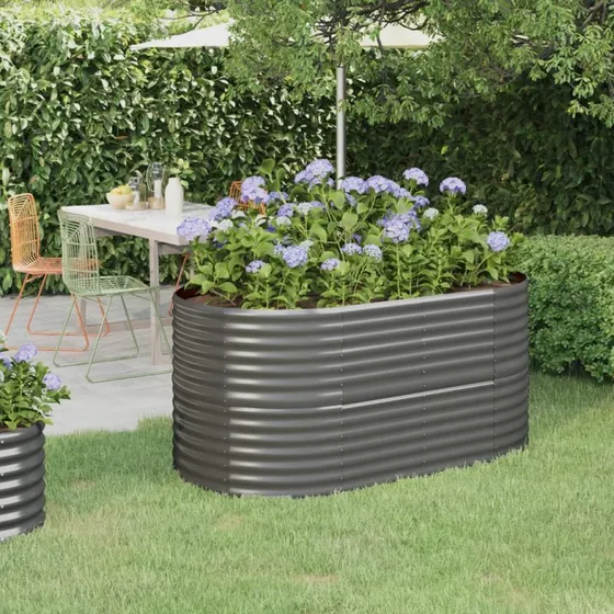 Plantekasse 152x80x68 cm galvaniseret stål – grå