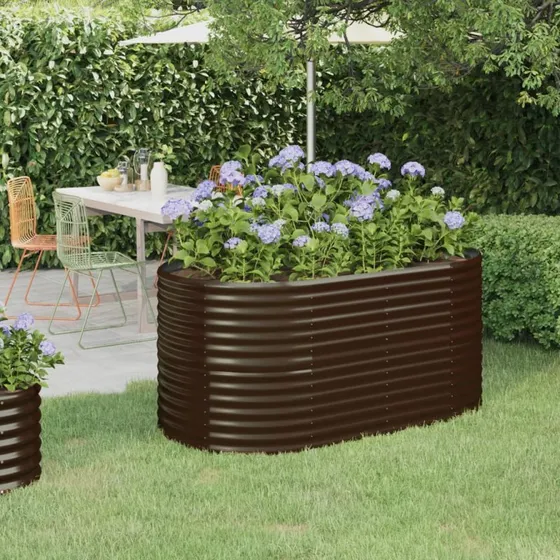 Plantekasse i galvaniseret stål 152x80x68 cm – brun