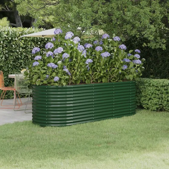 Plantekasse 224x80x68 cm galvaniseret stål - grøn