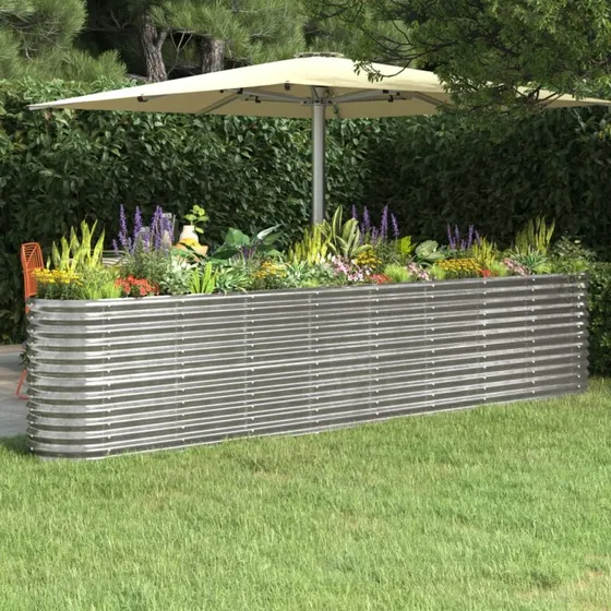Plantekasse 332x40x68 cm galvaniseret stål, sølv