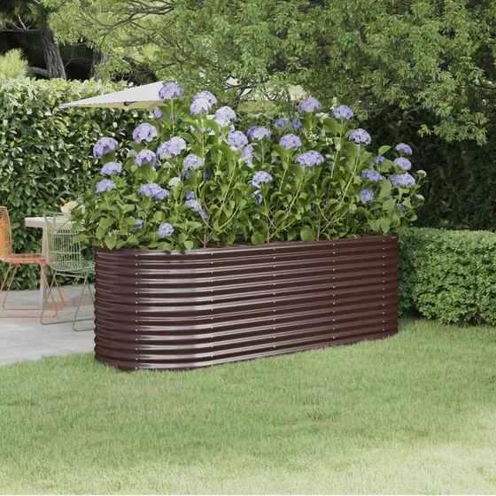 Plantekasse i galvaniseret stål 224x80x68 cm – brun