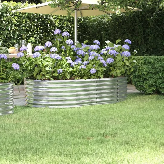 Plantekasse i galvaniseret stål 152x80x36 cm – sølv