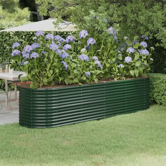 Plantekasse 296x80x68 cm galvaniseret stål, grøn