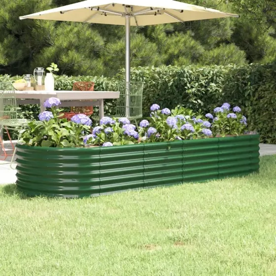 Plantekasse 224x80x36 cm galvaniseret stål - grøn