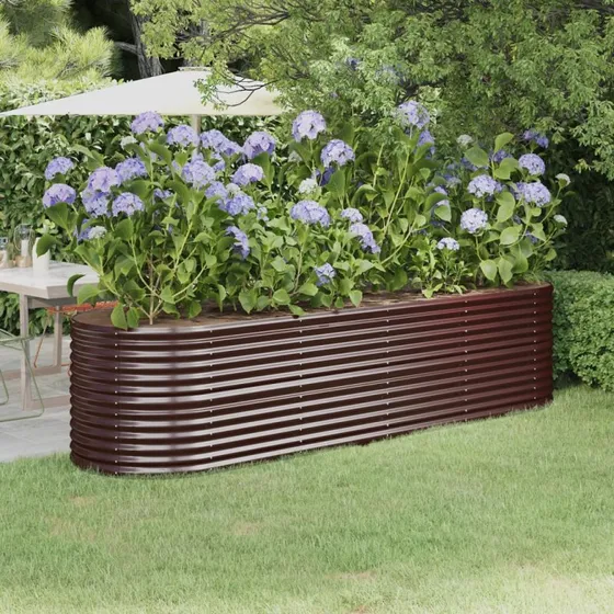 Plantekasse 296x80x68 cm galvaniseret stål - brun