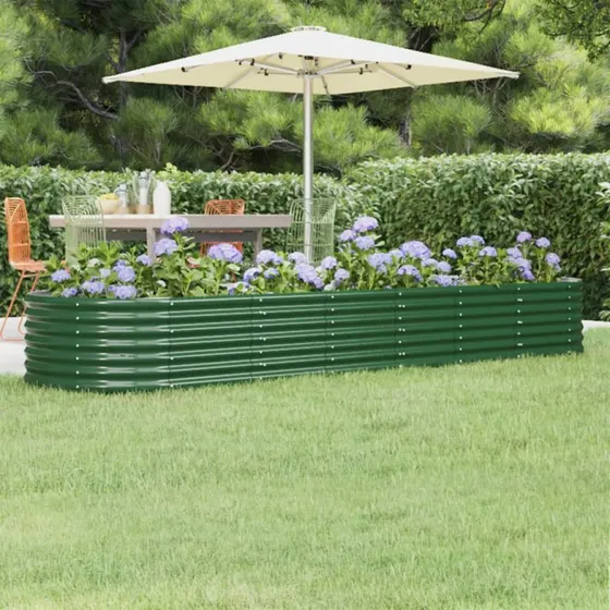 Plantekasse galvaniseret stål 296x80x36 cm - grøn