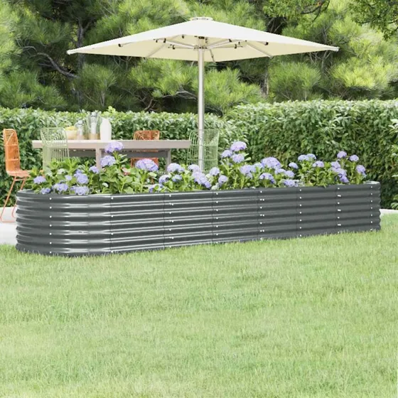 Plantekasse 296x80x36 cm - galvaniseret stål, antracit