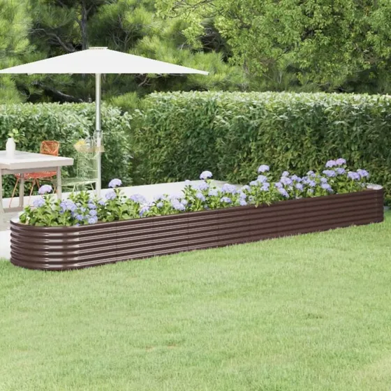 Plantekasse 440x80x36 cm galvaniseret stål - brun