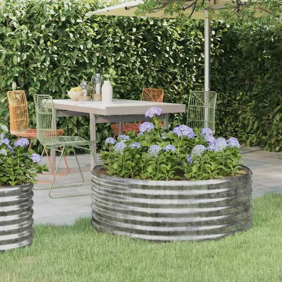 Plantekasse 100x100x36 cm galvaniseret stål (sølv)