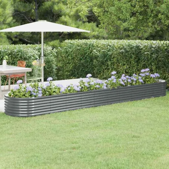Plantekasse galvaniseret stål 440x80x36 cm – Antracit