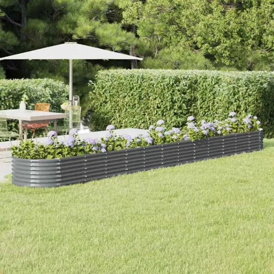 Plantekasse 512x80x36 cm galvaniseret stål - antracit