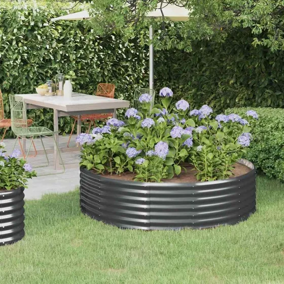 Plantekasse 140x140x36 cm galvaniseret stål - antracit