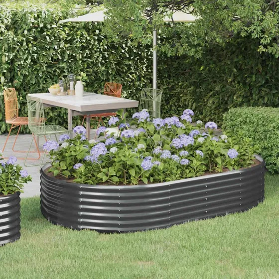 Plantekasse 214x140x36 cm galvaniseret stål - antracit
