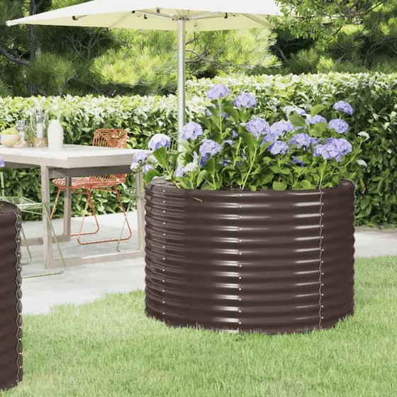 Plantekasse 100x100x68 cm galvaniseret stål — brun
