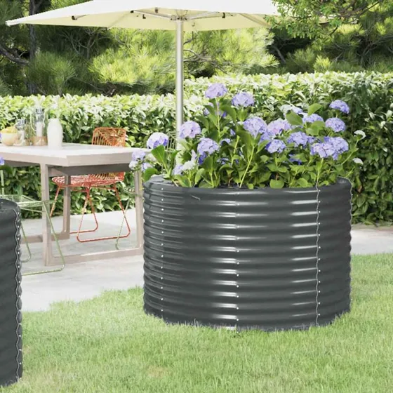 Plantekasse 100x100x68 cm galvaniseret stål - antracit