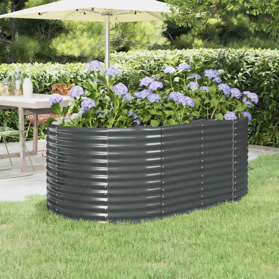 Plantekasse 175x100x68 cm galvaniseret stål - antracit