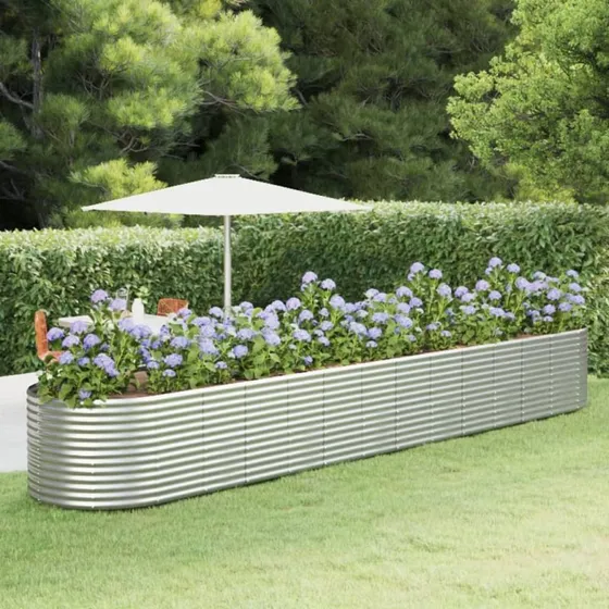 Plantekasse pulverlakeret stål 554×100×68 cm sølv