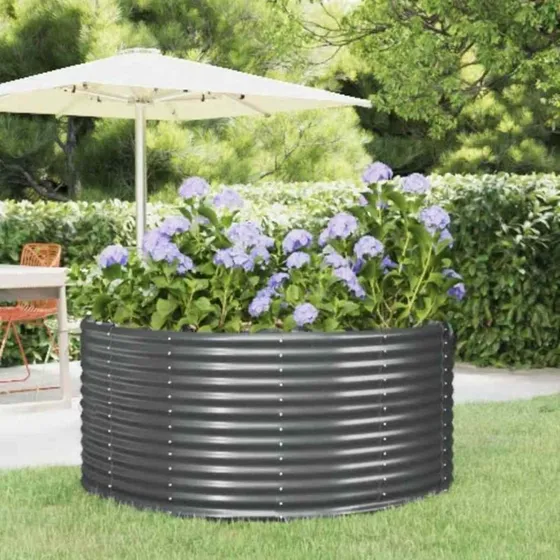 Plantekasse Højbed 140x140x68 cm - Galvaniseret stål, Antracit