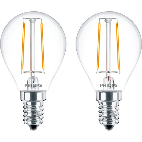 PHILIPS LED Classic Krone E14 2W (25W) 2-pak, varm hvid klar