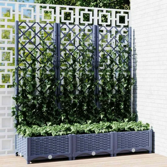 Plantekasse med espalier 120x40x121,5 cm – blågrå
