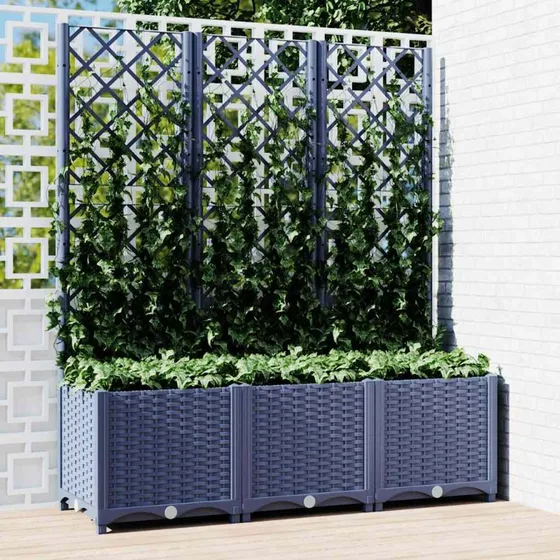 Plantekasse med espalier 120x40x136 cm - blågrå