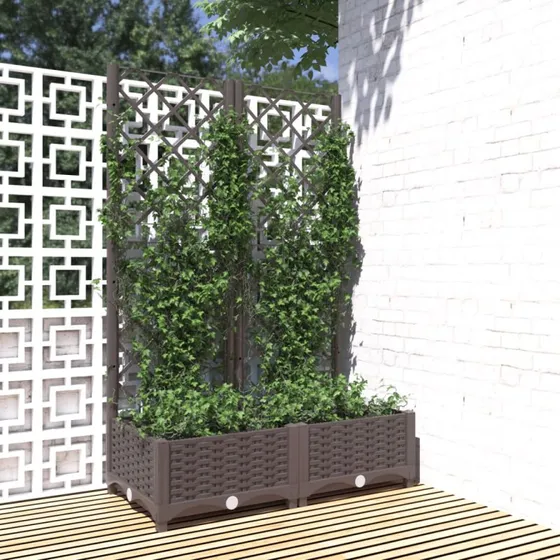Plantekasse med espalier 80x40x121,5 cm, brun (PP)