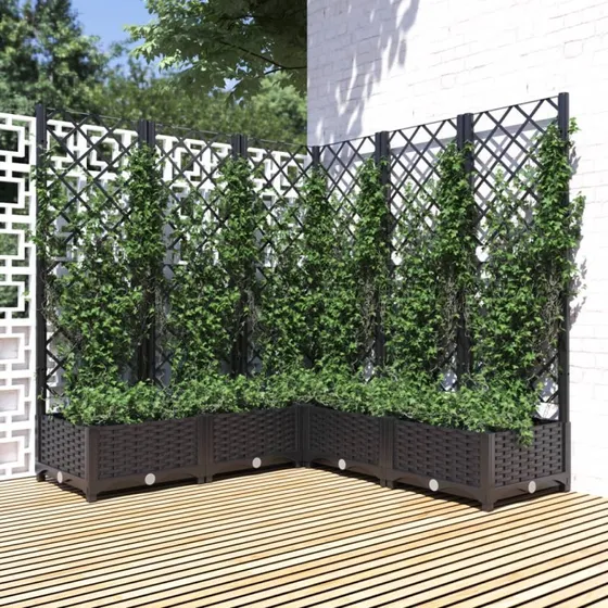 Plantekasse med espalier 120x120x121,5 cm – sort PP