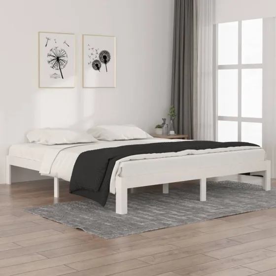 Sengestel 180x200 cm Super King i massivt fyrretræ - hvid