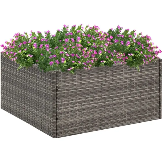 Plantekasse 80x80x40 cm polyrattan grå