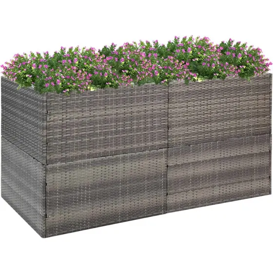 Plantekasse 157x80x80 cm polyrattan – grå