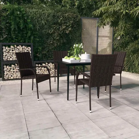 Spisebordssæt til havens terrasse 5 dele - brun/sort