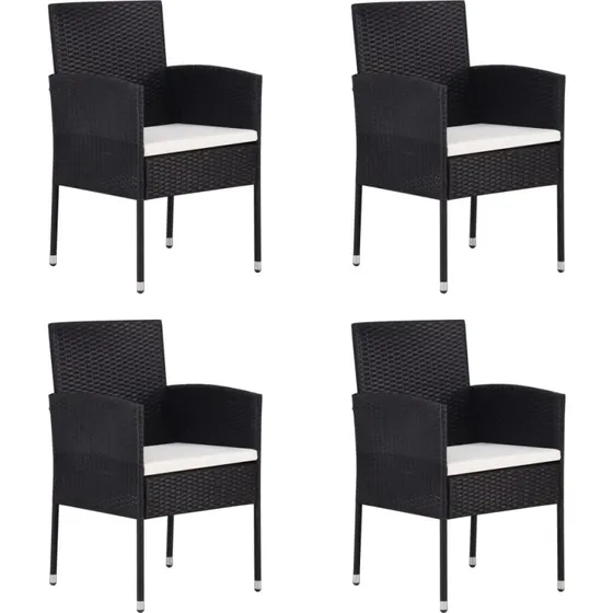 Polyrattan havestole 4 stk. sort med cremehynder