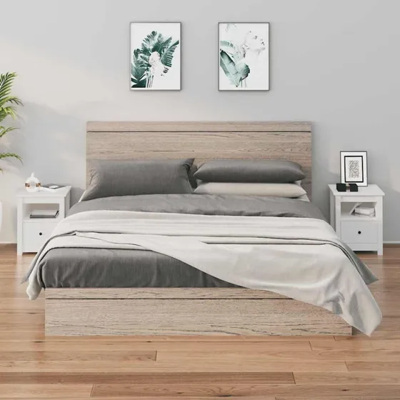 Sengeborde i massivt fyrretræ 2 stk. 40x35x49 cm - Hvid