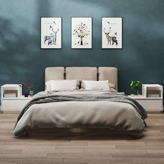 Sengeborde 2 stk. 60x34x51 cm i massivt fyrretræ, hvid