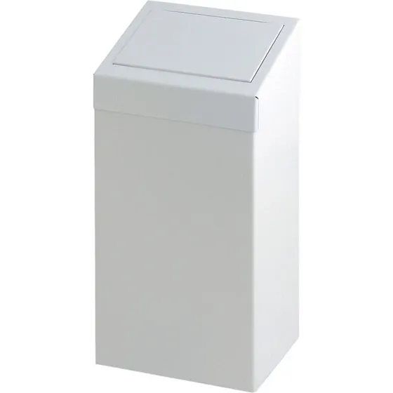 V-Part affaldsspand 50 L, hvid stål, vippelåg, vægmonterbar