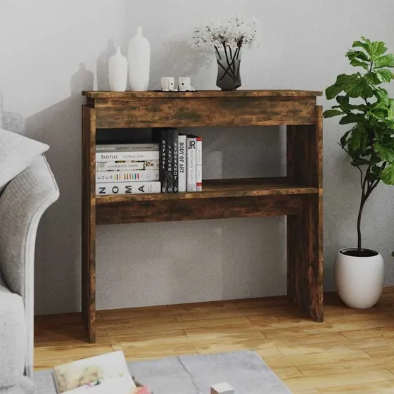 Konsolbord 80x30x80 cm i konstrueret træ, røget egetræ