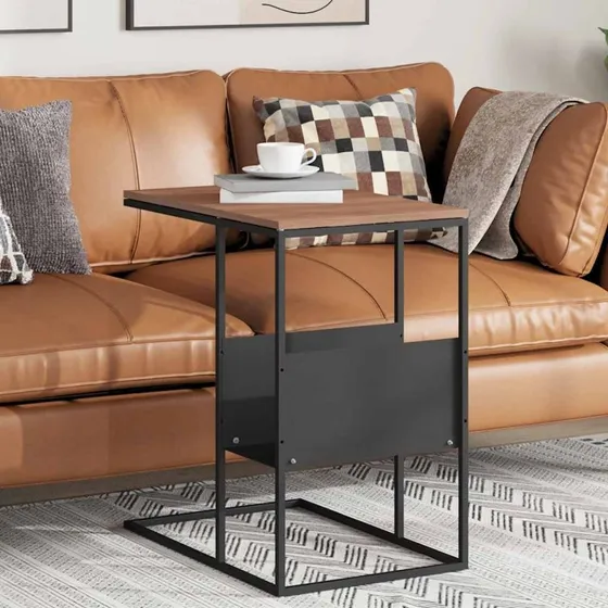 C-formet sidebord 55x36x59,5 cm - sort konstrueret træ