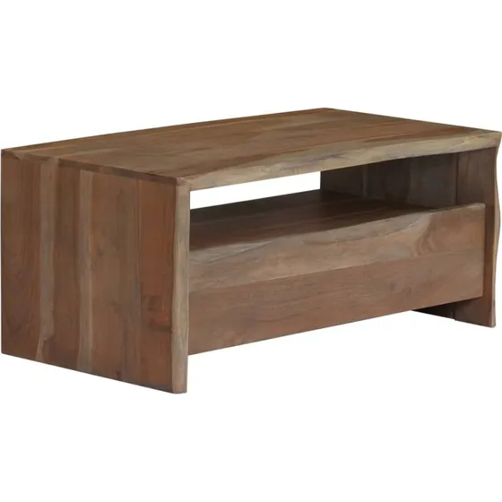 Sofabord i massivt akacietræ med levende kanter 90x50x40 cm