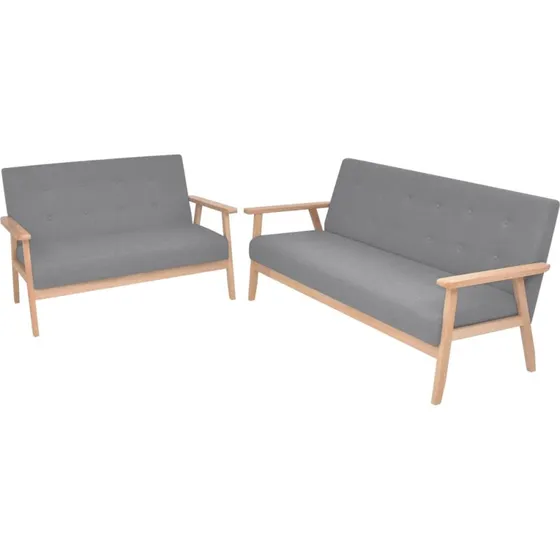 Sofasæt 2 dele i lysegråt polyester (2+3 pers.)