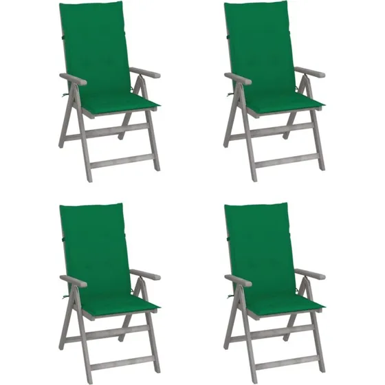 Havestole i massivt akacietr 4 stk. med hynder