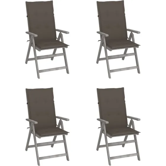 Havestole 4 stk. i massivt akacietr med hynder