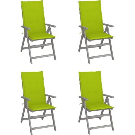 Havestole 4 stk. i massivt akacietr med hynder