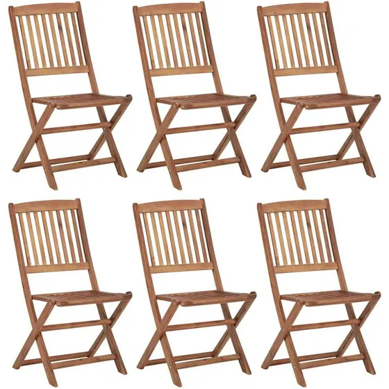 6 stk. foldbare havestole i massivt akacietr